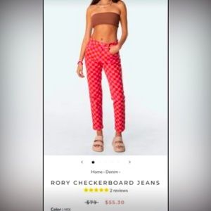 Edikted Brand checked jeans